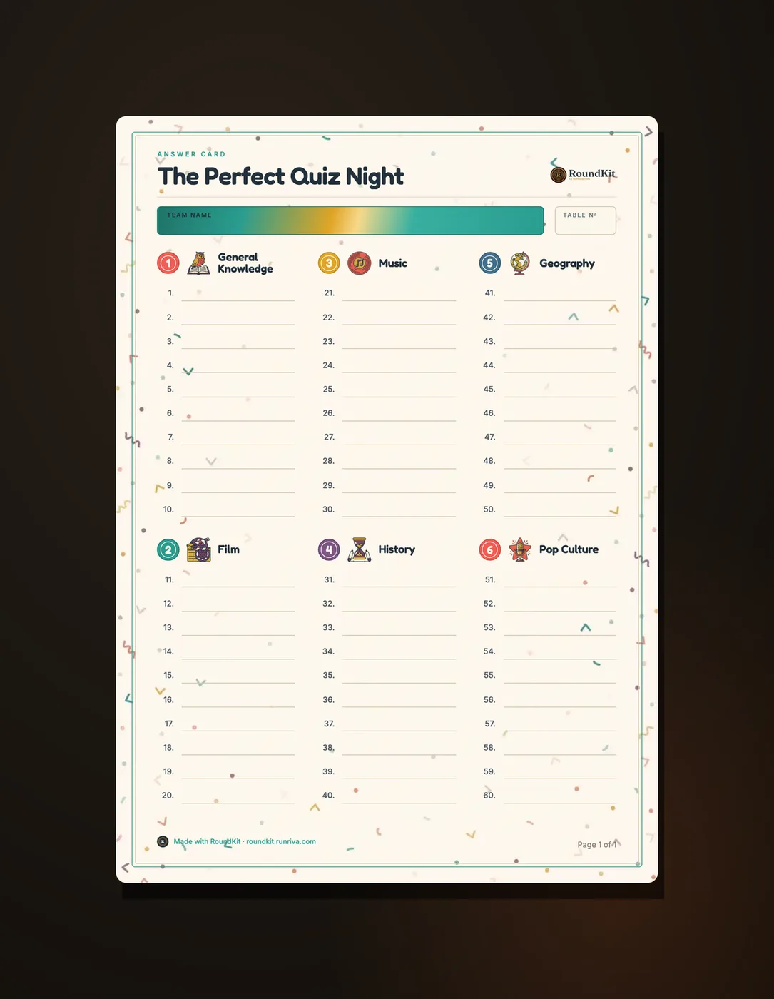 Open answer card - Pop & Play
